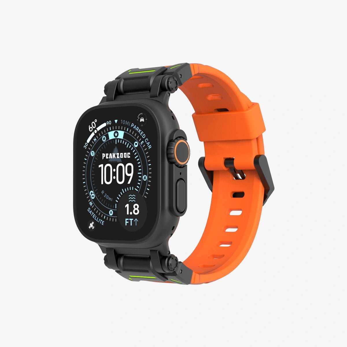 Peakzooc FKM Strap Techwear Glow Sport Band for Apple Watch Series / Ultra OrangePEAKZOOC