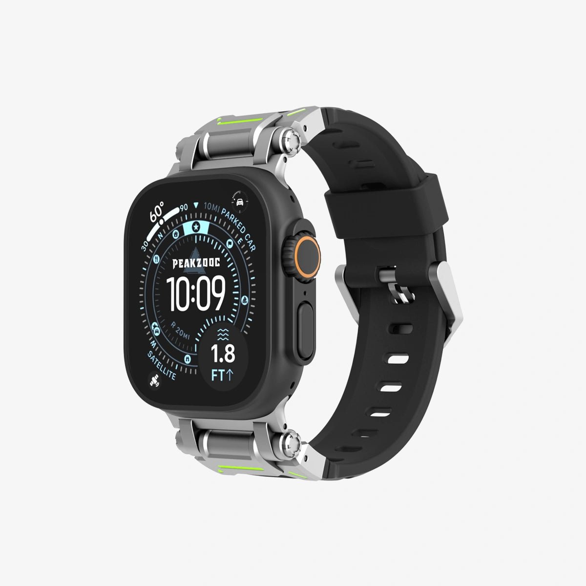 Peakzooc FKM Strap Techwear Glow Sport Band for Apple Watch Series / Ultra Titanium GreyPEAKZOOC