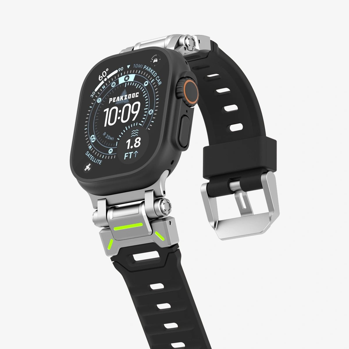 Peakzooc FKM Strap Techwear Glow Sport Band for Apple Watch Series / Ultra White(Glow)PEAKZOOC