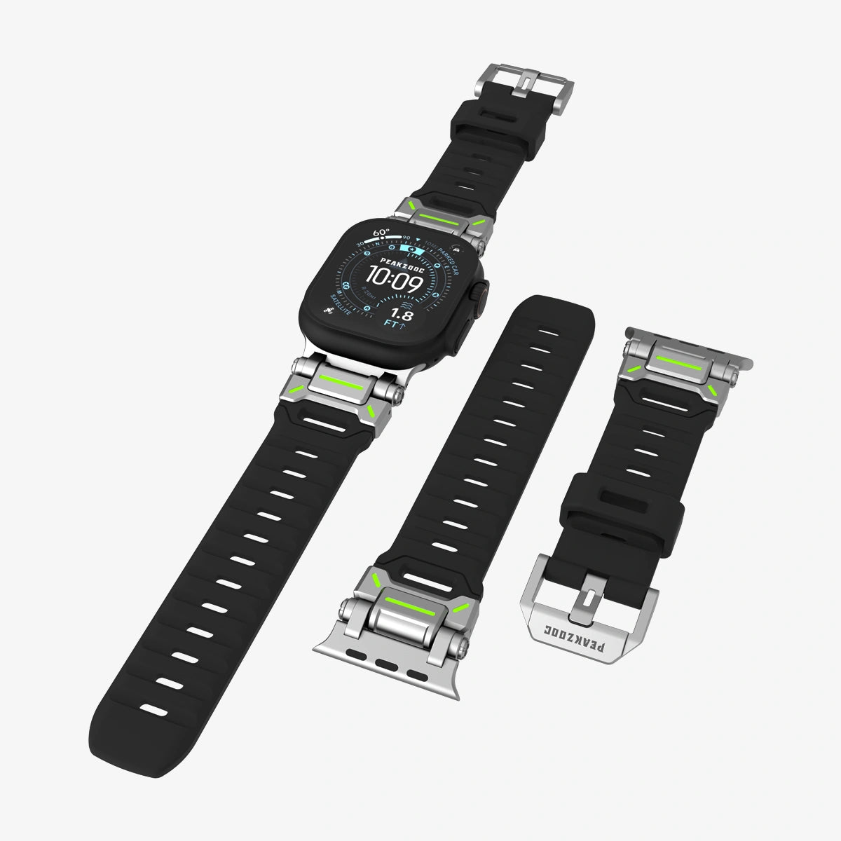 Peakzooc FKM Strap Techwear Glow Sport Band for Apple Watch Series / Ultra White(Glow)PEAKZOOC