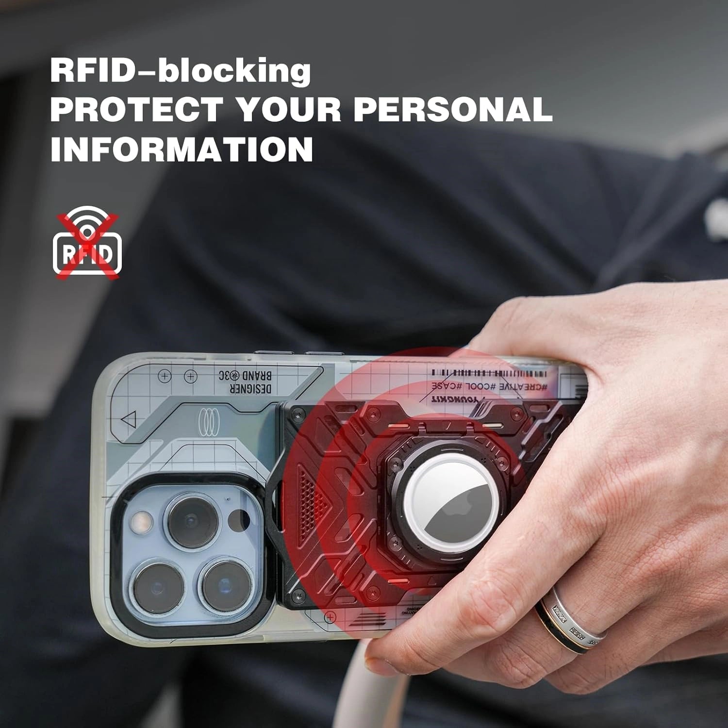 Peakzooc Glow Wallet RFID Safe MagSafe Glow In the Dark Wallet WalletGreyPEAKZOOC