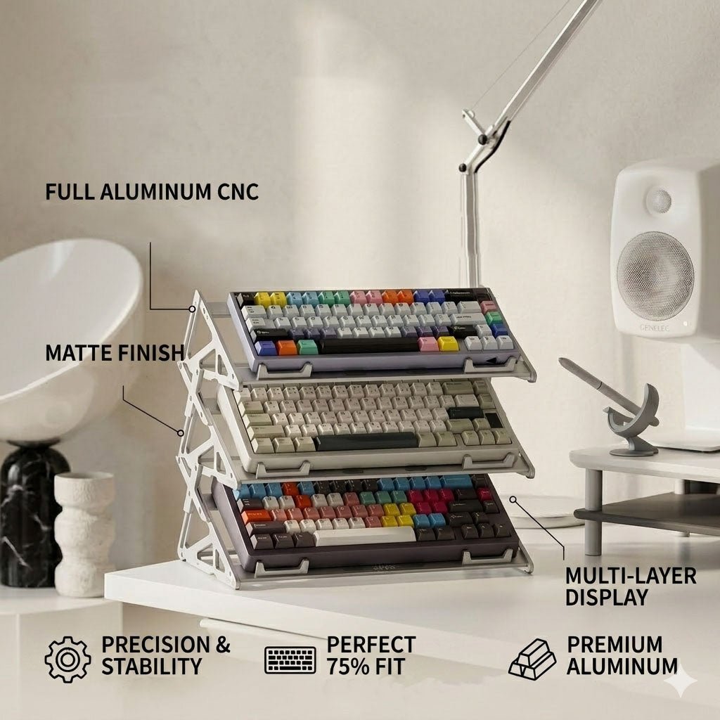 Peakzooc KT75/KT108 Apex Keyboard Display Stand – CNC Aluminum Keyboard Throne StandSilverPEAKZOOC