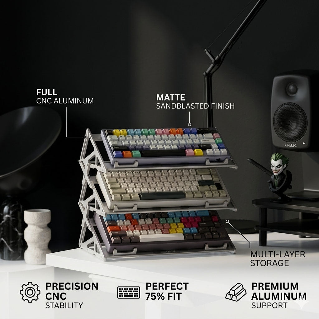 Peakzooc KT75/KT108 Apex Keyboard Display Stand – CNC Aluminum Keyboard Throne StandSilverPEAKZOOC