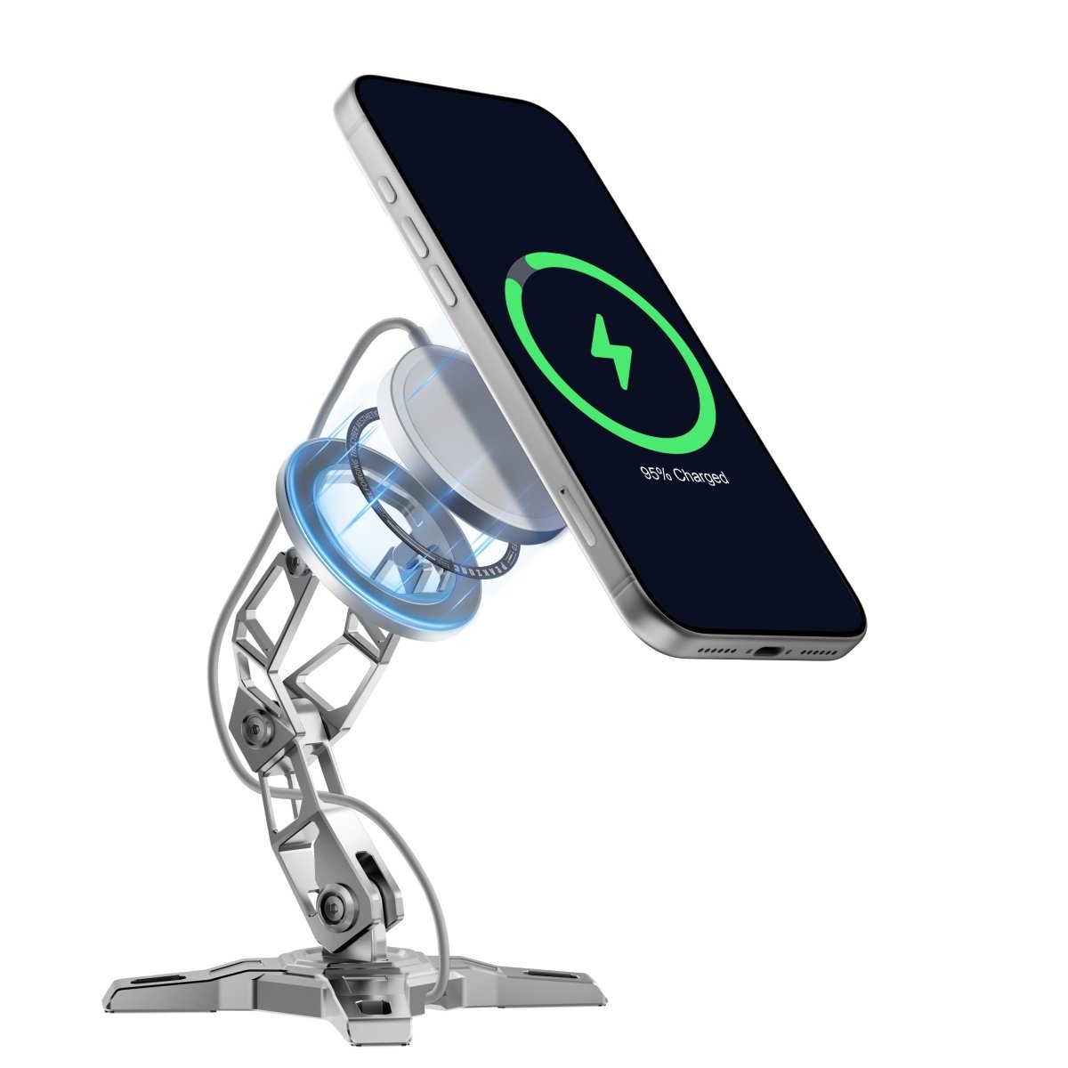 Peakzooc MagSafe Phone Stand - CNC Aluminum Holder Adjustable Arm StandSilverPEAKZOOC
