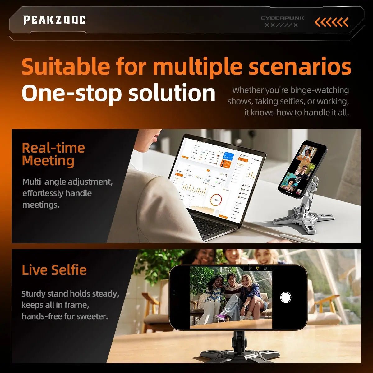 Peakzooc MagSafe Phone Stand - CNC Aluminum Holder Adjustable Arm StandSilverPEAKZOOC