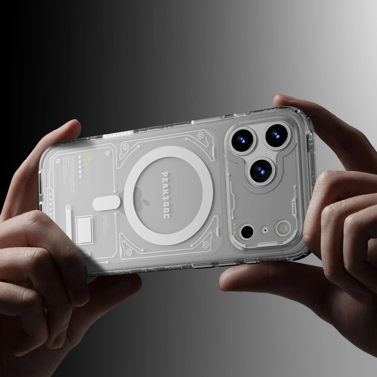 Peakzooc Neuron Series MagSafe Phone Case - Transparent Frame CaseTranslucent Black(Without Card Slot)PEAKZOOC