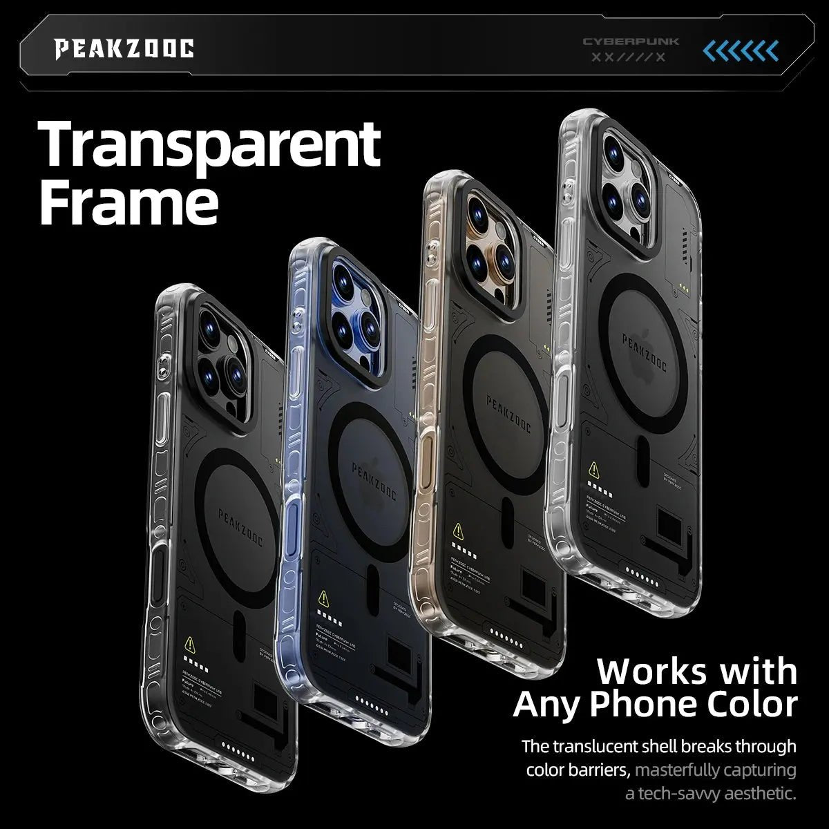 Peakzooc Neuron Series MagSafe Phone Case - Transparent Frame CaseWithout Card SlotPEAKZOOC