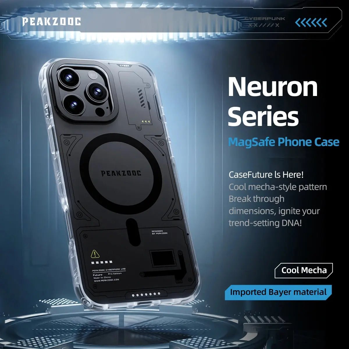 Peakzooc Neuron Series MagSafe Phone Case - Transparent Frame CaseWithout Card SlotPEAKZOOC