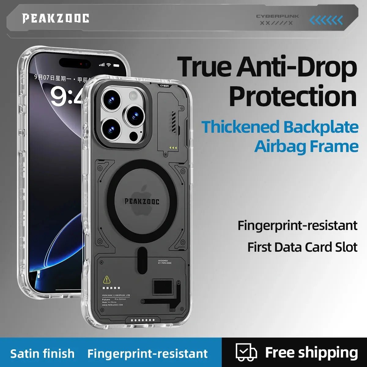 Peakzooc Neuron Series MagSafe Phone Case - Transparent Frame CaseWithout Card SlotPEAKZOOC