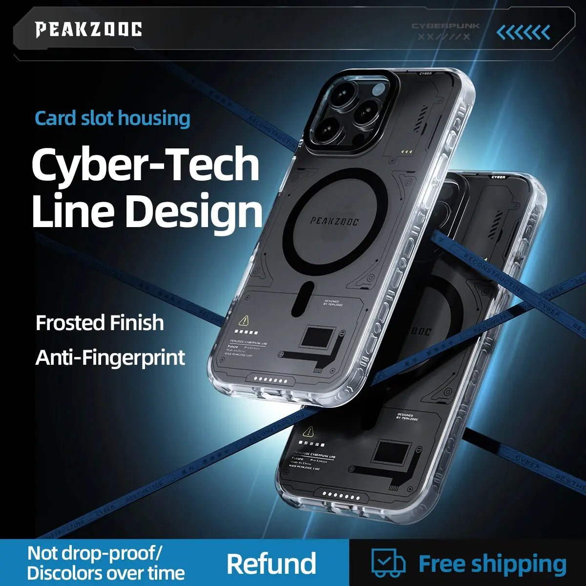 Peakzooc Neuron Series MagSafe Phone Case - Transparent Frame CaseWithout Card SlotPEAKZOOC