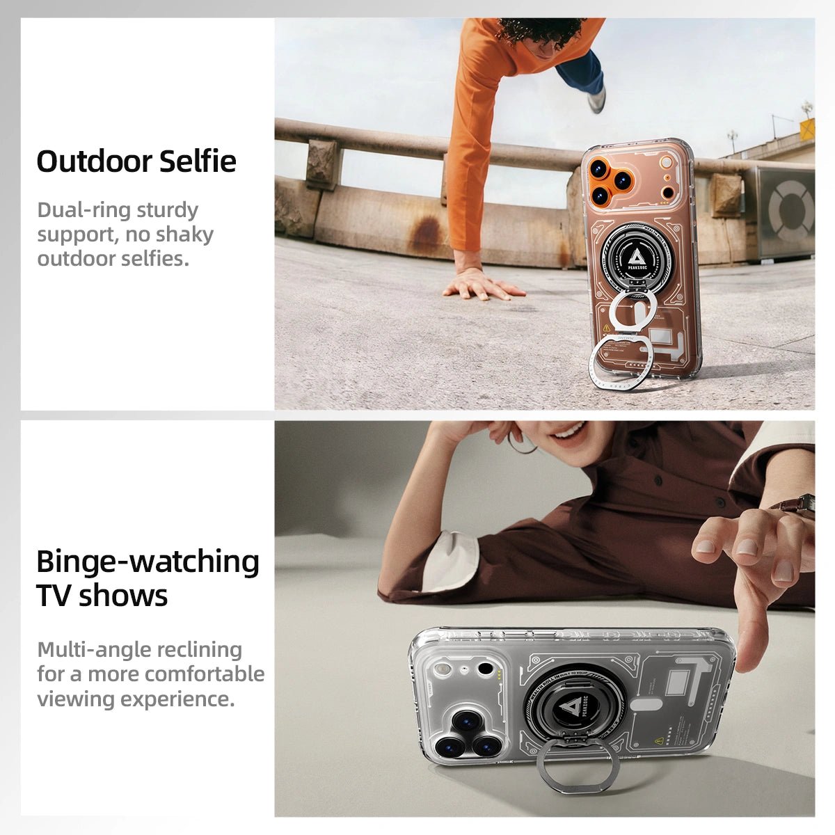 Peakzooc ZO - 01 360° Dual - Fold MagSafe Stand | Dual - Ring StandPEAKZOOC