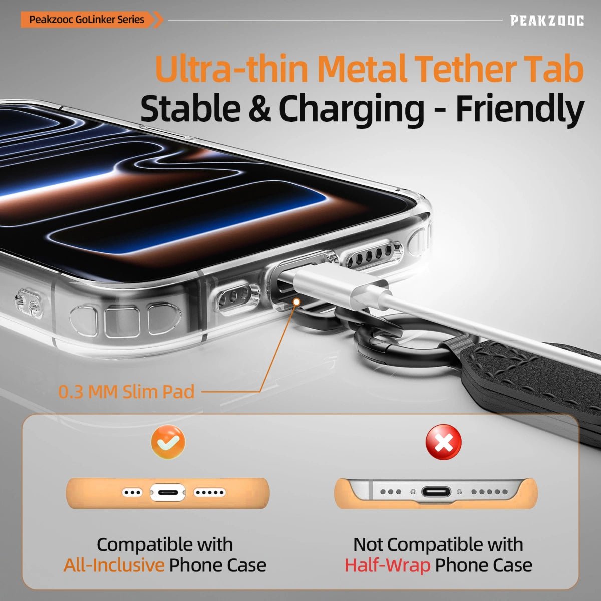 Phone Lanyard Kit with Wallet Pouch Adjustable Strap for All Phones LanyardBlackPEAKZOOC